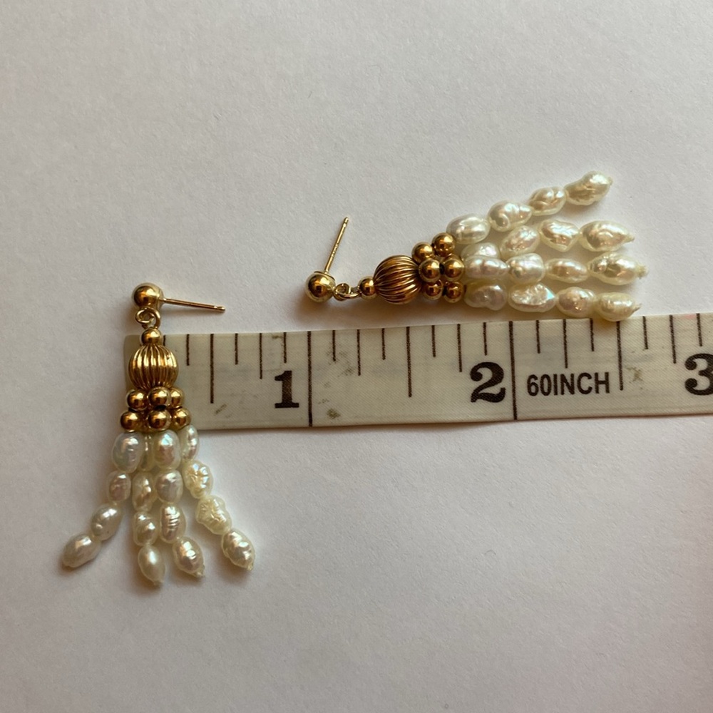 14K Mikimoto Pearl chandelier earrings - Picture 10 of 11
